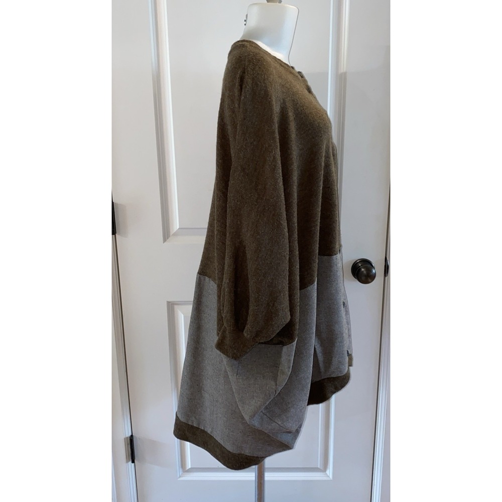 Lupilien Brown Linen Wool Button Front Shirt Jacket Lagenlook Art To Wear Size F - Picture 4 of 12